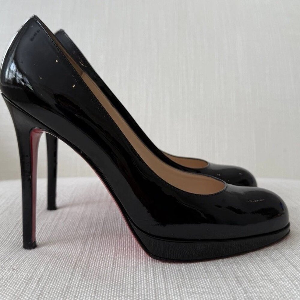 Christian Louboutin New Simple 120 Black Patent Leather Heels